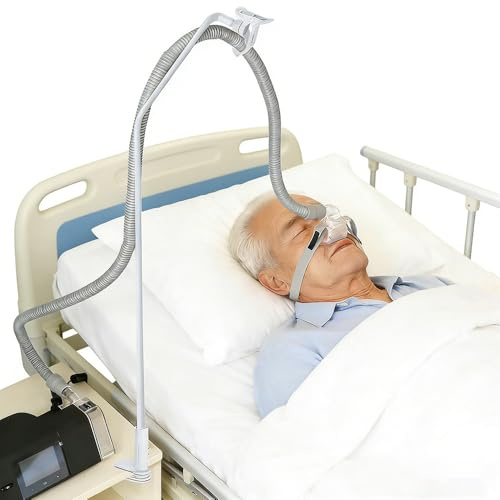 CPAP Schlauchhalter, CPAP Schlauchheber und Schlauchunterstützung, CPAP-Schlauchhalter Aufhänger, Schläuchen Leckage Höhenverstellbar Schwenkbarem Arm Klemmtyp Schlauchheber für Bett Geeignet