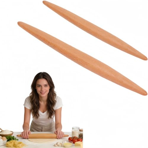 Mattarello conico in legno - superficie antiaderente, ideale per stendere e impastare pasta fresca, pizze, biscotti e ravioli