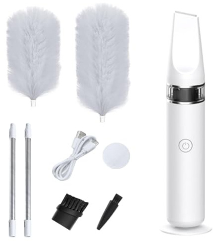 Spolverino elettrico – Spolverino rotante regolabile a 360 ° da 26,7 Cm, spazzola per spolverare senza fili con batteria 1200 MA, set di spazzole di pulizia ricaricabili con testina di aspirapolvere a