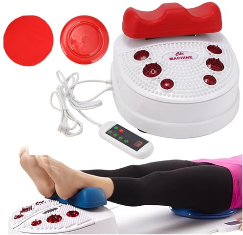 JXUANMM Foot Massager Machine, Fitness Blood Chi Machine, Swing Foot Massager with Wire Control, Massage for Vitality Aerobic Exercise Leg Shake Master with Padded Ankle Rest Red
