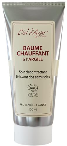 Ciel d'Azur en Provence - Baume Chauffant à l'Argile Verte Montmorillonite - Soin Décontractant Dos et Muscles - Gaulthérie & Arnica Bio - 100% d'Origine Naturelle - Fabriqué en France - Tube 100 ml