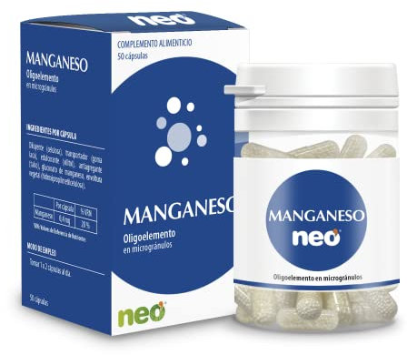NEO | Manganeso | 50 Cápsulas | Oligoelemento Esencial | Ayuda a Fortalecer Dientes y Huesos | Mejora los Síntomas de la Alergia