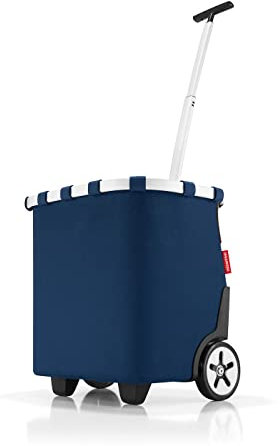 reisenthel carrycruiser in Dunkelblau – Tragbarer Einkaufstrolley mit stabilem Aluminiumrahmen, Schultergurt und herausnehmbarer Netz-Innentasche – Aus wasserabweisendem Material