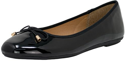 Fitters Footwear That Fits Dames Ballerines Fiona synthétiques Ballerine laquée avec Noeud (42 EU, Noires)