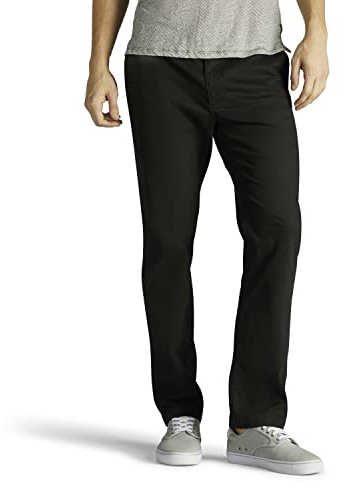 Lee Extreme Motion Herrbyxor, raka, platt framsida, för män, Svart, 34W / 29L