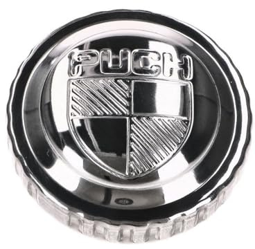 2EXTREME Bajonett-Tankdeckel verchromt kompatibel mit Puch Maxi Mofa, 30 mm | Bajonettverschluss mit eingeprägtem Puch-Logo, verchromte Ausführung; Verschluss-Durchmesser 30 mm, Fahrzeugtyp Mofa, 1 Stück
