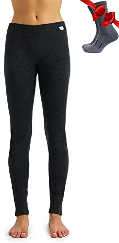 Merinoull termounderkläder dam – merino trosor dam merino leggings + ullstrumpor, .320 kolgrå, M