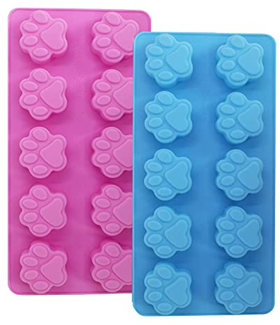Karjiaja 2 Pack Silikonformen Puppy Dog Paw Shaped, Silikonform Hundepfote Wiederverwendbare Bakeware Maker, Lebensmittelecht, Für Schokolade, Süßigkeiten, Gelee, Eiswürfel, Hundeleckerli