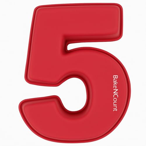 BakeNCount Silikon Zahlen Backform – Zahlenkuchen-Formen für Geburtstag & Jubiläum – BPA-frei, backofenfest, spülmaschinenfest – Number Cake (Zahl 5)