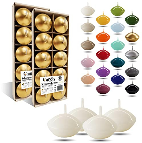 CANDLY HANDMADE© 10x Bougies flottantes Premium Ø 45 mm | Anniversaire & Jour du Nom, Réception de Mariage, Saint Valentin, Pâques, Noël, Décoration de maison élégante, Candles (Blanche)