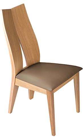 treesure Exklusiver Esszimmerstuhl aus Eiche mit Kunstlederbezug - Elegantes Design, ergonomisch geformt - Perfekt für Küche, Esszimmer, Büro oder Wohnzimmer. (Eiche, Braun)