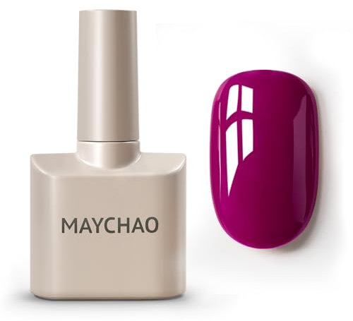 MAYCHAO Gel Nail Polish, 15ML Viva Magenta Gel Nail Polish, Soak Off UV LED Nail Gel Polish Nail Art Starter Manicure Salon DIY at Home, 0.5 OZ