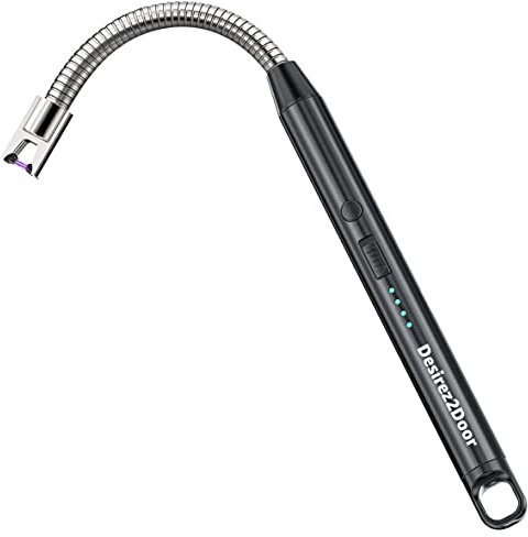 Heavy-Duty Electric Arc Candle Lighter | SUPER-SAFE | NO FUEL REQUIRED | 3x Bigger & Rechargeable Batteries | Eco-Friendly | Super-Long & 360° Neck | Wind-Proof & Splash-Proof | USB-C (Black)| Zinc |