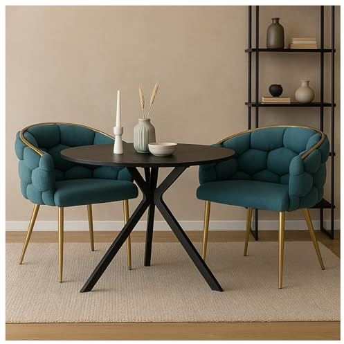 HTI living Stuhl Alsen Gold Petrol Design Polsterstuhl goldenes Metallgestell