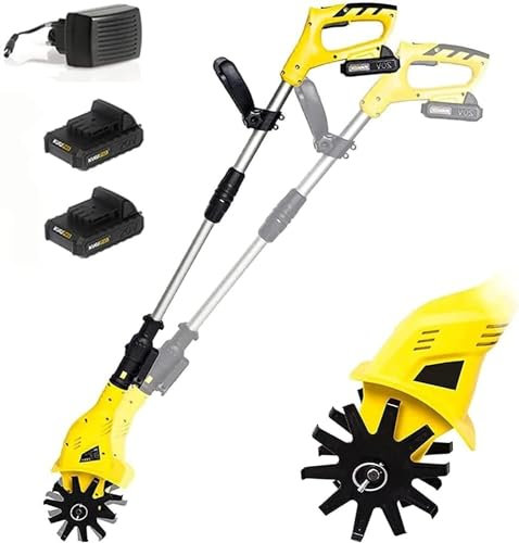 Kanduo JSY Escarificadores Rotavator portátil inalámbrico, cultivadores de Suelo de Mano de 20 V, con 2 baterías Recargables y Cargador Cultivadores rotativos, Jardines, Campos, ka-3456