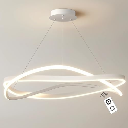 J.SUNUN LED pendelleuchte Ring esstisch modern led hängeleuchte Schlafzimmer Wohnzimmer hängelampe Dimmbares Licht White deckenleuchte hängend Moderner kronleuchter, Durchmesser 60CM 50W