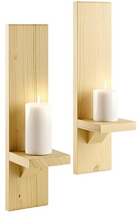 CCKUHN Display Kandelaber Holz Wandmontierte Kerzenhalter Vintage Nordischer Kerzenständer Wanddekoration Modernes Tafelaufsatz Dekorative Kerzenständer Dekoration Kerzenhalter (D 1 Paar