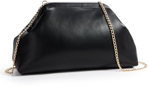 KALIDI Damen-Clutch, Kunstleder, Abendtasche, Knödeltasche, Handtasche, Geldbörse mit abnehmbarer Kette, Hochzeit, Schultertasche, Umhängetasche, Schwarz
