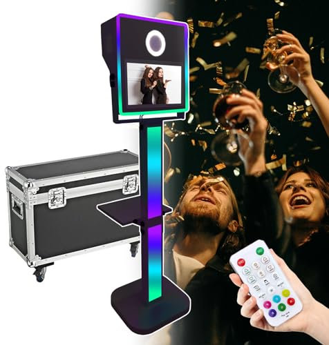 agreilduite Fotoautomat für DSLR-Kamera mit 15,6-Zoll-Touchscreen/Ringfülllicht/Flightcase, professionelle Event-Selfie-Fotoautomatenmaschine für Partys, Hochzeitsverleih,Black