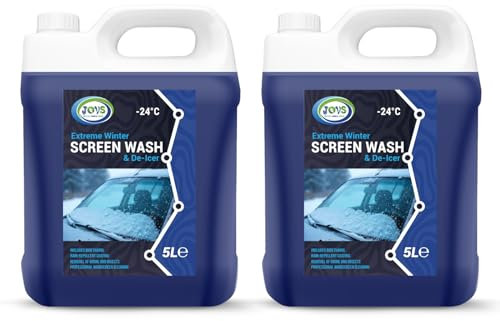 JOVS Screenwash 2 x 5L Concentrate - Powerful De-Icer & Windscreen Cleaner (-24°C) | All-Season Antifreeze Screenwash for Cars, Smear-Free, Paint-Safe, Bug Remover, Streak-Free Cleaning Solution 10L.
