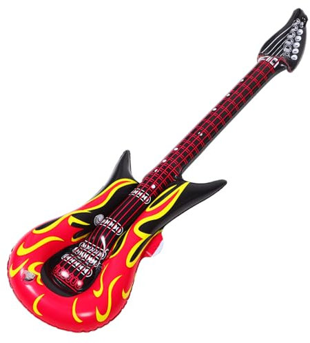 Abaodam 2st Aufblasbare Gitarre Ampheus-Ballon Gitarrenkostüm Requisiten Für Neon-fotoautomaten Spielzeuggitarre Mit Gurt Gitarren-partydekorationen Sprengen Punk- Prop-Gitarre Rot PVC