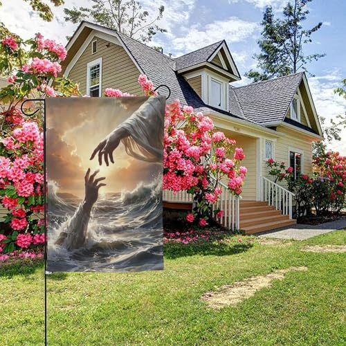 Affiche de prière de Jésus, style B, drapeau de jardin double face, 28 x 40 pouces, décoration extérieure