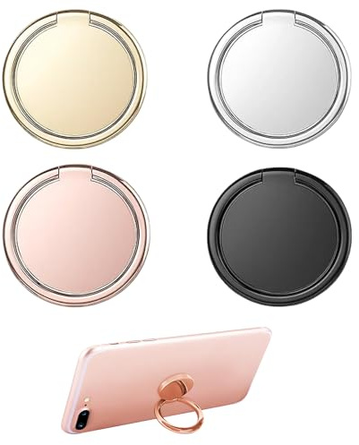 Ring Holder for Phone Case, 4 Pack Universal Thin 360 Degree Rotation Phone Finger Holder Grip, Compatible with All Smartphones, Black Gold Silver Rose Gold
