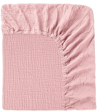 Påslakan babysäng 60 x 120 cm – 100 % bomull muslin, babydra-på-lakan med allround gummi, mjuka och andas, babylakan för barnsäng spjälsäng, sidosäng (prinsessrosa, 60 x 120 cm)