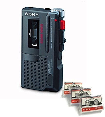 Sony M-450 MicroCassette Recorder Refurbished with 3 New Microcassette Tapes