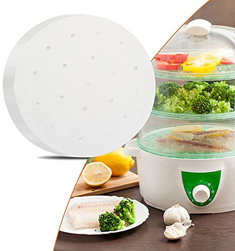 CONIE 12 inch Steamer Paper Liners, Perforated Parchment Paper for Air Fryer Steaming Basket 100cts