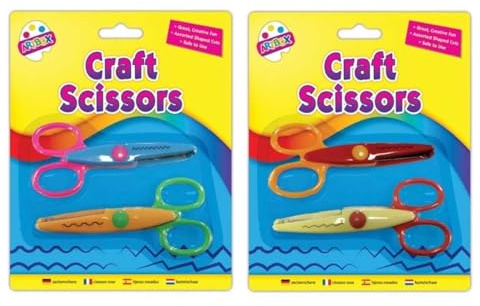 Children's Arts And Crafts 2 Pack Of Patterned Wavy Zigzag Scissors