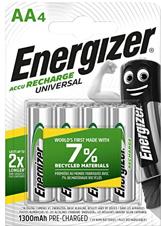Energizer Rechargeable AA Batteries, Universal Double AA, Pack of 4