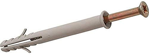Merriway BH06404 (12 st) ram fixeringsskruv typ nylonplugg, grå M8 x 100 - paket med 12 stycken