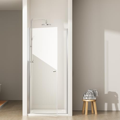 EMKE Duschtür 90 cm Nischentür Dusche Glas Duschkabine Pendeltür Dusche Duschtrennwand Duschabtrennung 6 mm Sicherheitsglas Duschwand Glastür Duschtüren 185cm Höhe