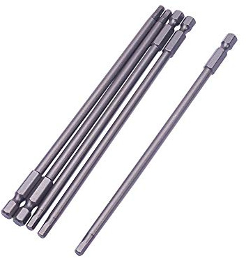 Utoolmart 1/4 di pollice Hex Shank Magnetico H4 Cacciavite Bit 150mm Lunghezza S2 Acciaio Esagonale Chiave a brugola Punta da trapano Sabbia Blasting Power Tool per officina di produzione 5pcs