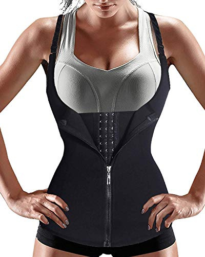 Gotoly Women Waist Trainer Corset Zipper Vest Body Shaper Tummy Control Cincher Tank Top with Adjustable Straps