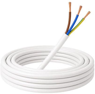 10m Stromkabel Weiß 3x0,75 mm² 3-adrig H03VV-F PVC Elektrokabel flexible Schlauchleitung Kabel