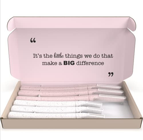 The Little Eco Company Dermaplaning Blades for Face| FREEPOST Recycling Service| 6 Pack | Biodegradable Wheat Straw Eyebrow Razor| Face Razor for Women| Peach Fuzz Remover| Facial Hair Remover