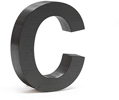 Wiltec Plaque Numéro Maison Lettre c 3D, 130 x 30 x 150 mm, Gris anthracite, Acier galvanisé, Résistant aux intempéries, Matériel fixation inclus