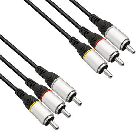 iYueMps 3RCA Male to Male Cable, 1.5m/3ft, Audio Video AV Extension Cable for Home Theater, DSS Receivers, S-Video VCRs, Camcorders and DVD Players