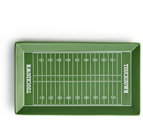 40YARDS Piatto da football americano campo da gioco in ceramica per hamburger, patatine fritte e altro ancora, decorazione per feste di football