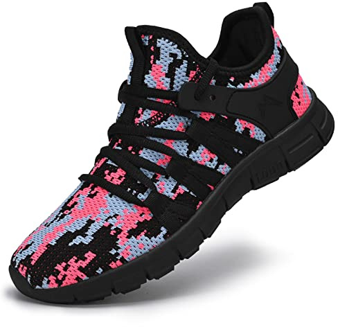 AOE Women's Fashion Slip-On Walking Running Tennis Shoes Camouflage Black