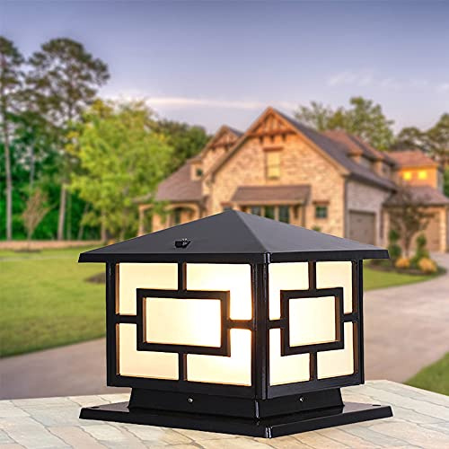 Lámpara de Sobremuro Exterior en Aluminio Moderno con Pedestal Cuadrado para Jardín IP65 Impermeable E27 - Luces para Patio Terraza Caminos, Negro