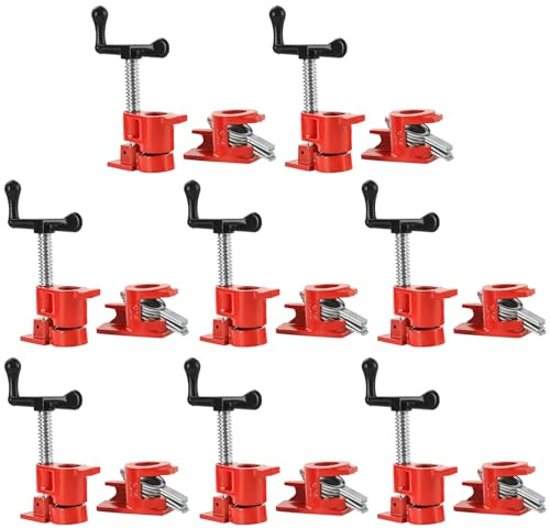 FLKQC 3/4 Wood Gluing Pipe Clamp Set | Pack of 8 Heavy Duty Pipe Clamps Quick Release Metal Pipe Clamp for Woodworking Workbench(8pcs 3/4)