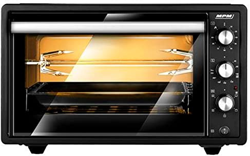 MPM MPE-10/T Horno Eléctrico Convección de Sobremesa 37 Litros, Asador de Pollo, Puerta Doble Cristal, 5 Modos de Calor, Temporizador, Ajuste de Temperatura, Negro, 1650W