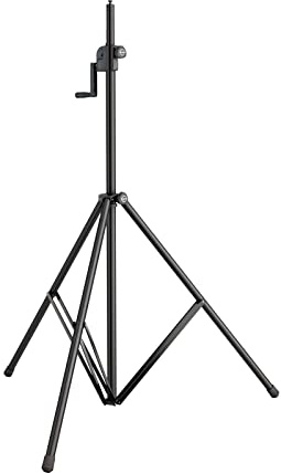 K&M 24615 Leuchten-/ Boxenstativ Schwarz Aluminium, Stahl - komfortable Kurbel, Auto Lock Verriegelung - Höhe bis 30 cm