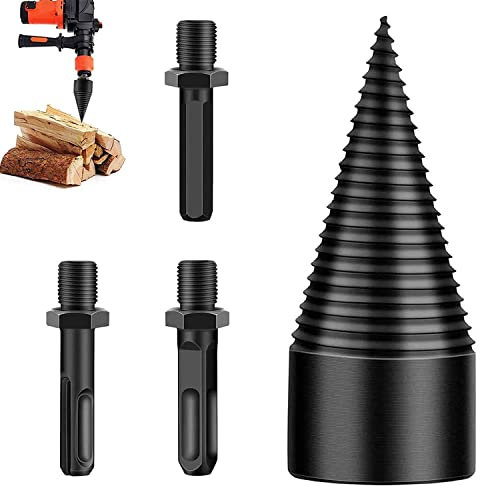 Cono per vite Spaccalegna, Cono per Trapano Spaccalegna, Cono di Legno Spaccato con 3 Impugnature per Trapano, 42 mm