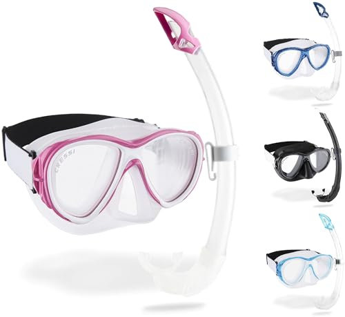 Cressi Samoa & Mexico - Combo Set Maschera Samoa + Snorkel Mexico Immersioni e Snorkeling, Trasparente/Rosa, Taglia unica, Unisex Adulto