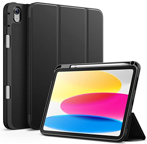 JETech Hülle für iPad (A16) 11./10. Generation (2025/2022) mit Stifthalter, Dünne Tablet Schutzhülle mit Weicher TPU Rückseite mit Auto Schlafen/Wachen (Schwarz)