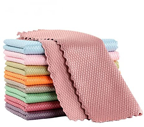 RANRAO Cleaning Cloth,5/10 Pack Lint Cleaning Nanoscale Cloth Fish Scale Cleaning Cloths Reusable Absorbent Polishing Dish Cleaning Cloth for Home,Kitchen-(Random Color)